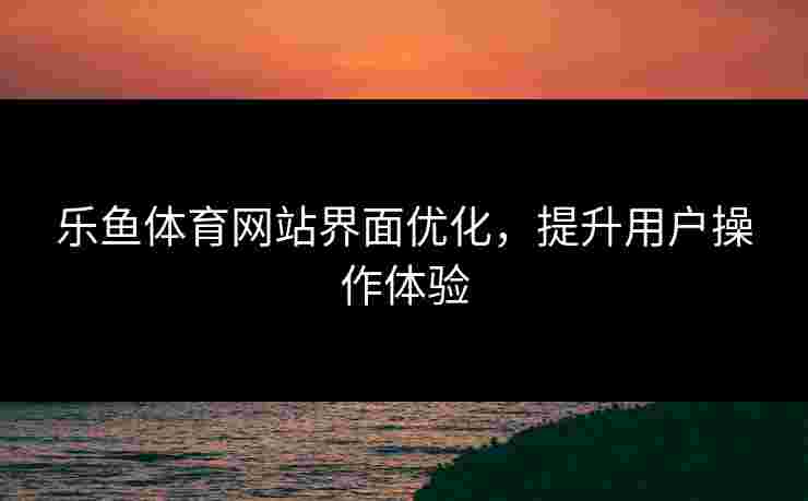 乐鱼体育网站界面优化，提升用户操作体验