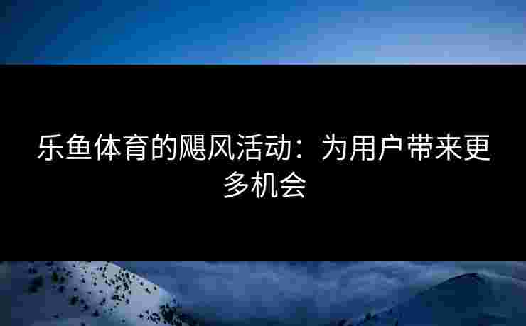 乐鱼体育的飓风活动：为用户带来更多机会